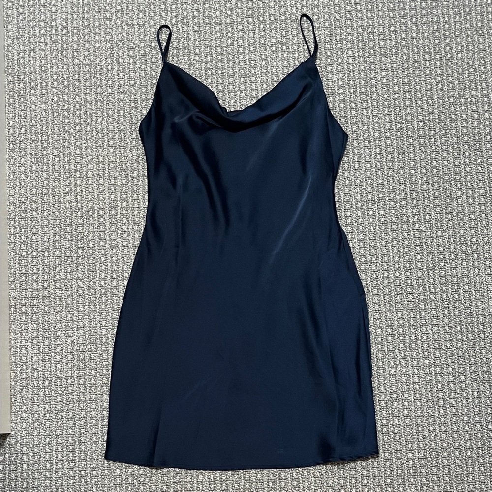 Urban Outfitters Midnight Blue Satin Slip Dress